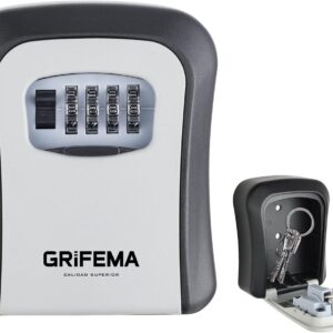 Key Safe Wall Mounted Police Approved, Lock Box Outdoor 4 Digit Combination, Heavy Duty Waterproof Key Cabinet for Home Garage School Airbnb GA1003-1, Gray, External dimensions: 115x95x40mm