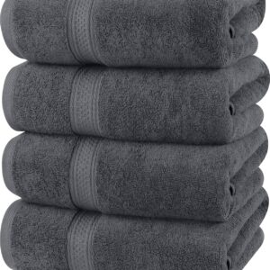 4 Piece Bath Towels Set (69 x 137 CM) - Premium 100% Ring Spun Cotton - Quick Dry, Highly Absorbent, Soft Feel Towels, Perfect for Daily Use (Grey)